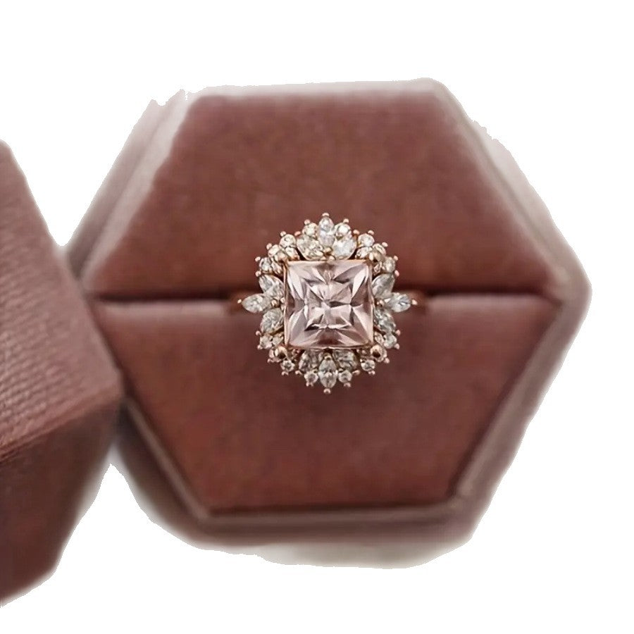 Simple Personalized Rose Gold Zircon Womens Ring