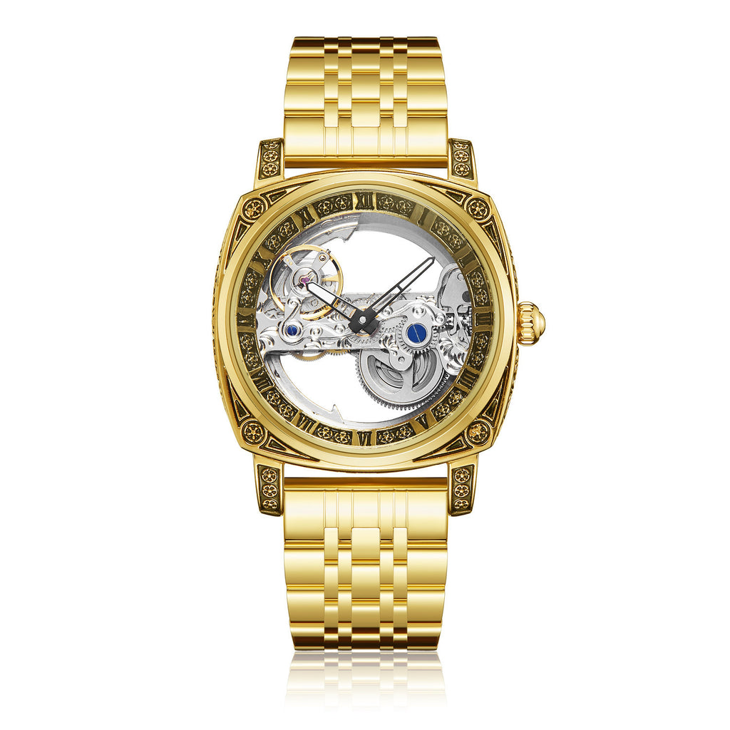 Relief-embossed Vintage Luminous Self-winding Mechanical Watch