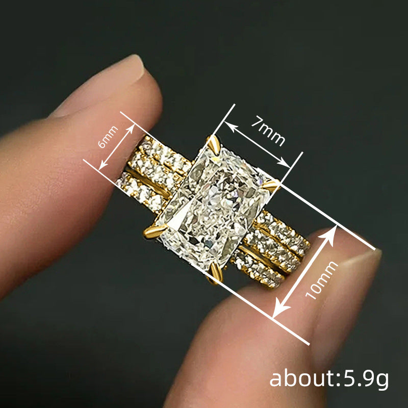 Elegant And Sophisticated Three-piece Ring Set For Weddings And Engagements