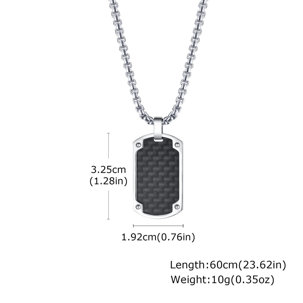 Mens Titanium Steel Carbon Fiber Military Dog Tag Blank Pendant Necklace