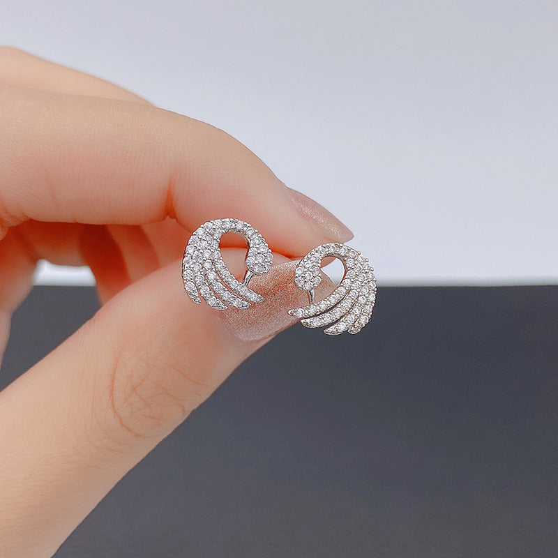 Warm Cat Eye Stone Swan Elegant Super Fairy Earrings