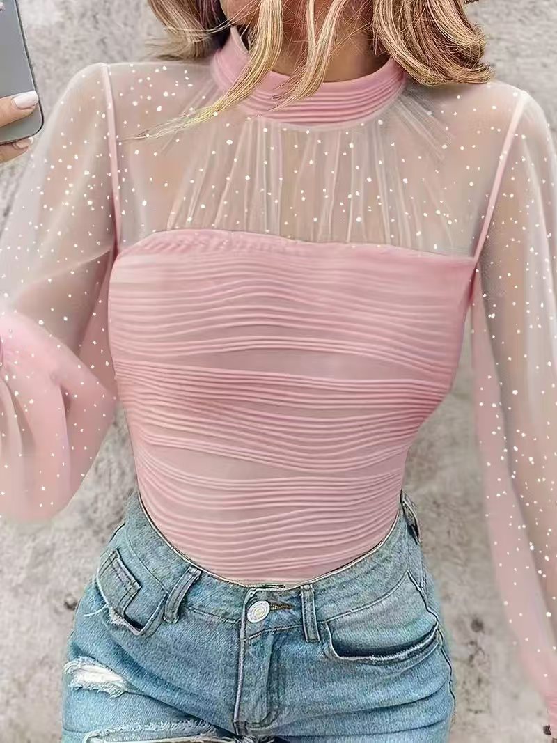 Pearl Mesh panel Long-sleeve Base Top