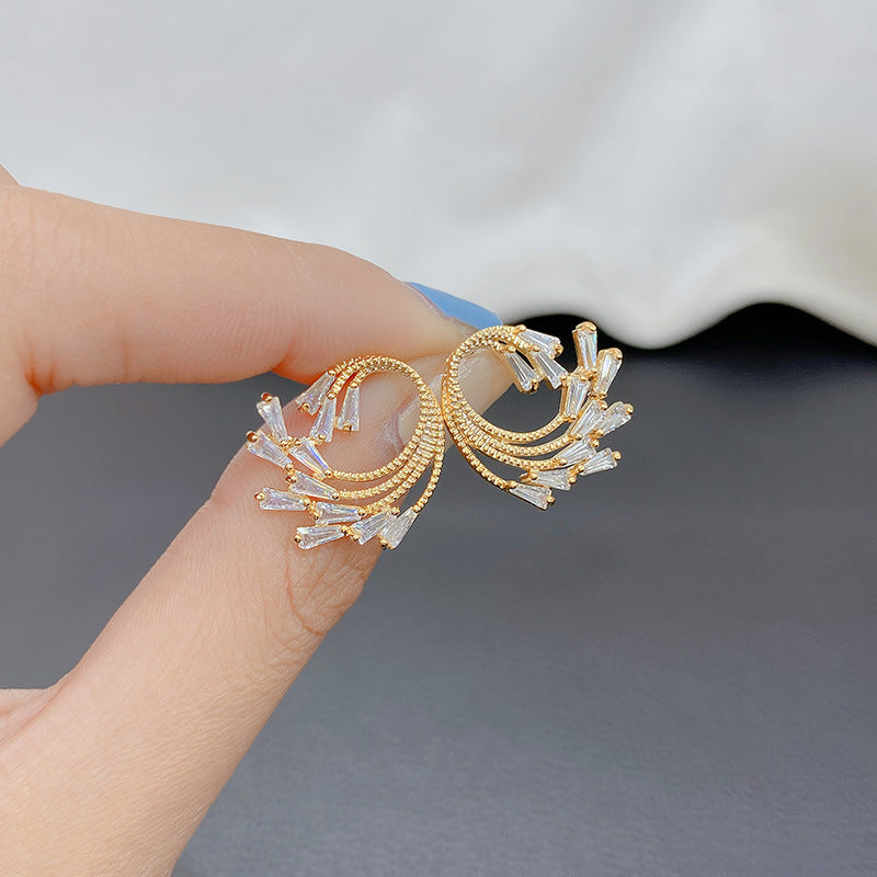 Warm Cat Eye Stone Swan Elegant Super Fairy Earrings