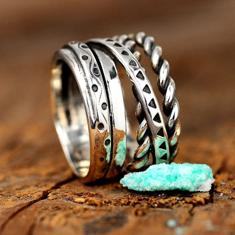 Twisted Braided Vintage Niche Line Design Jewelry Stylish Multi-Layer Ring