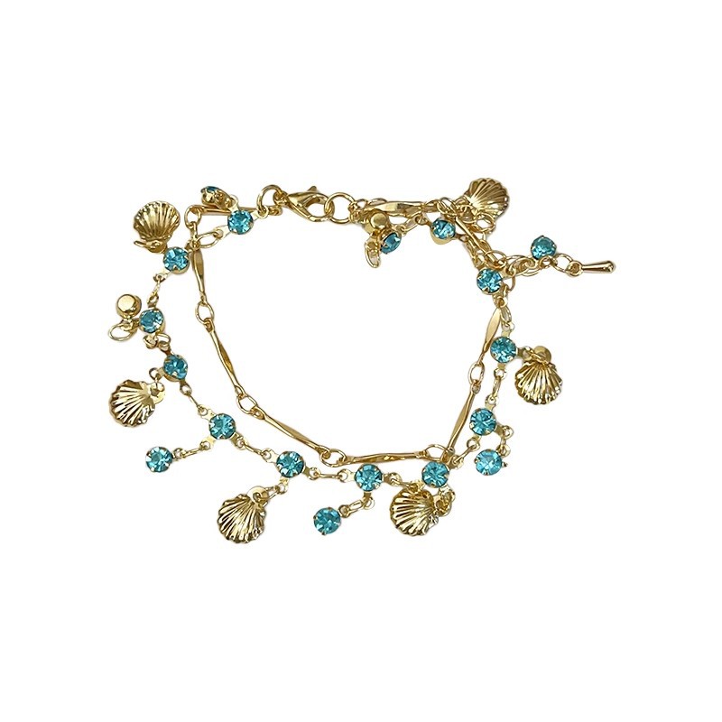 Exotic Princess Blue Zirconia Shell Necklace