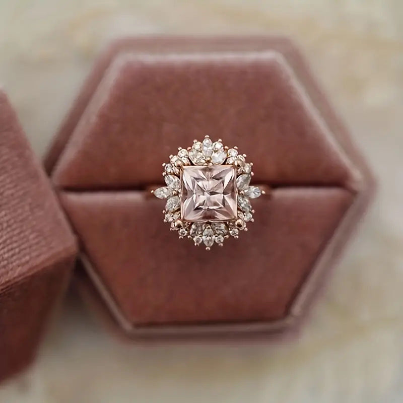 Simple Personalized Rose Gold Zircon Womens Ring