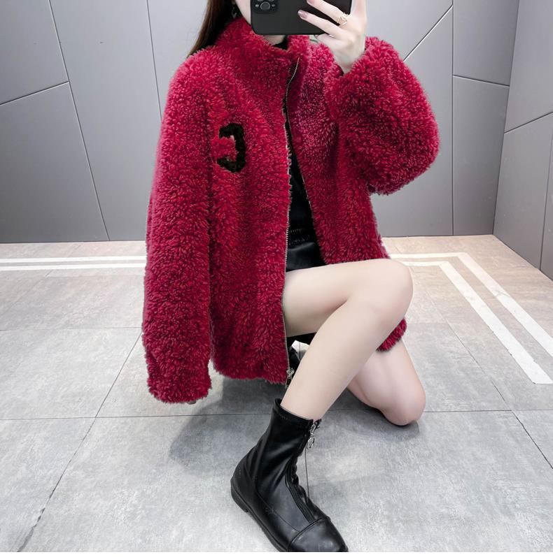 Womens Double Sided Short Shearling Coat