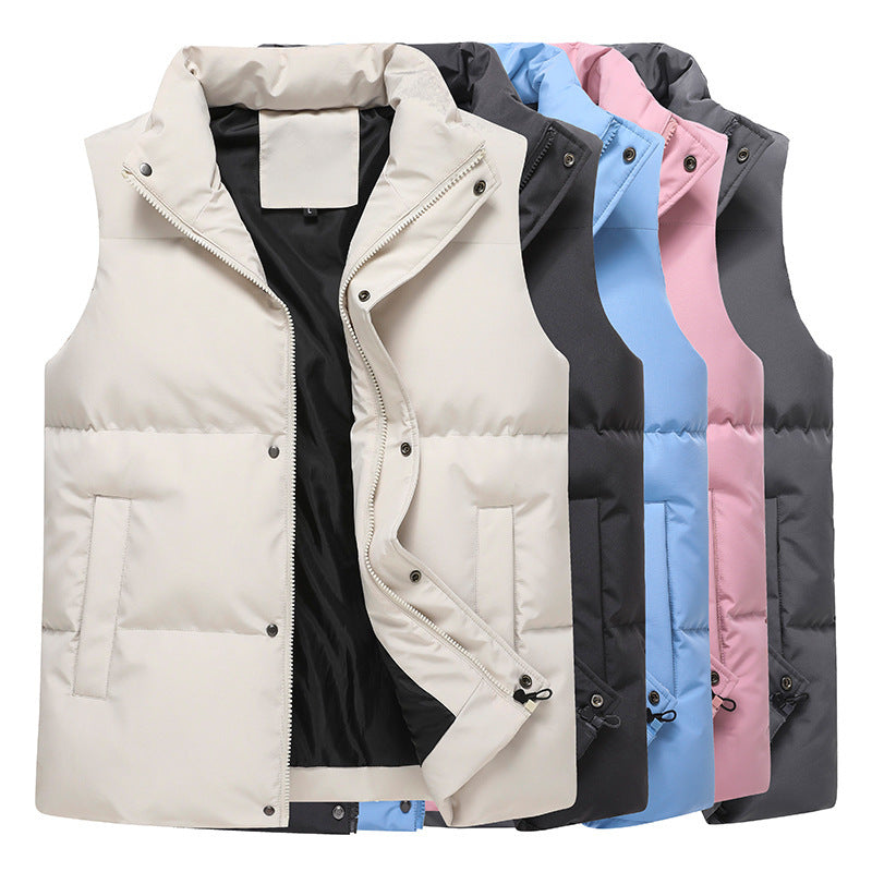 Womens Solid-Color Casual Padded Warm Vest