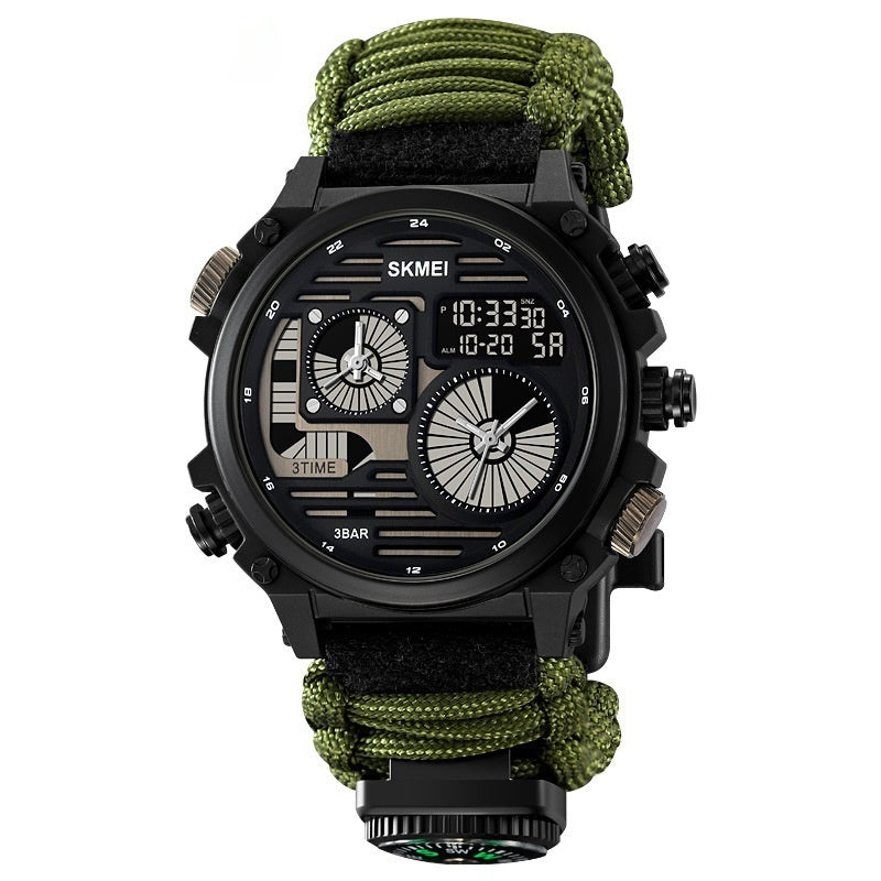 Mens Outdoor Exploration Multi-Function Waterproof Silicone Paracord Watch