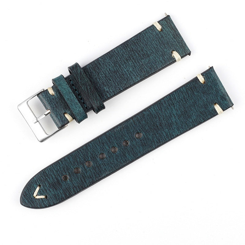 Versatile Retro Cowneck Patterned Leather Watch Strap