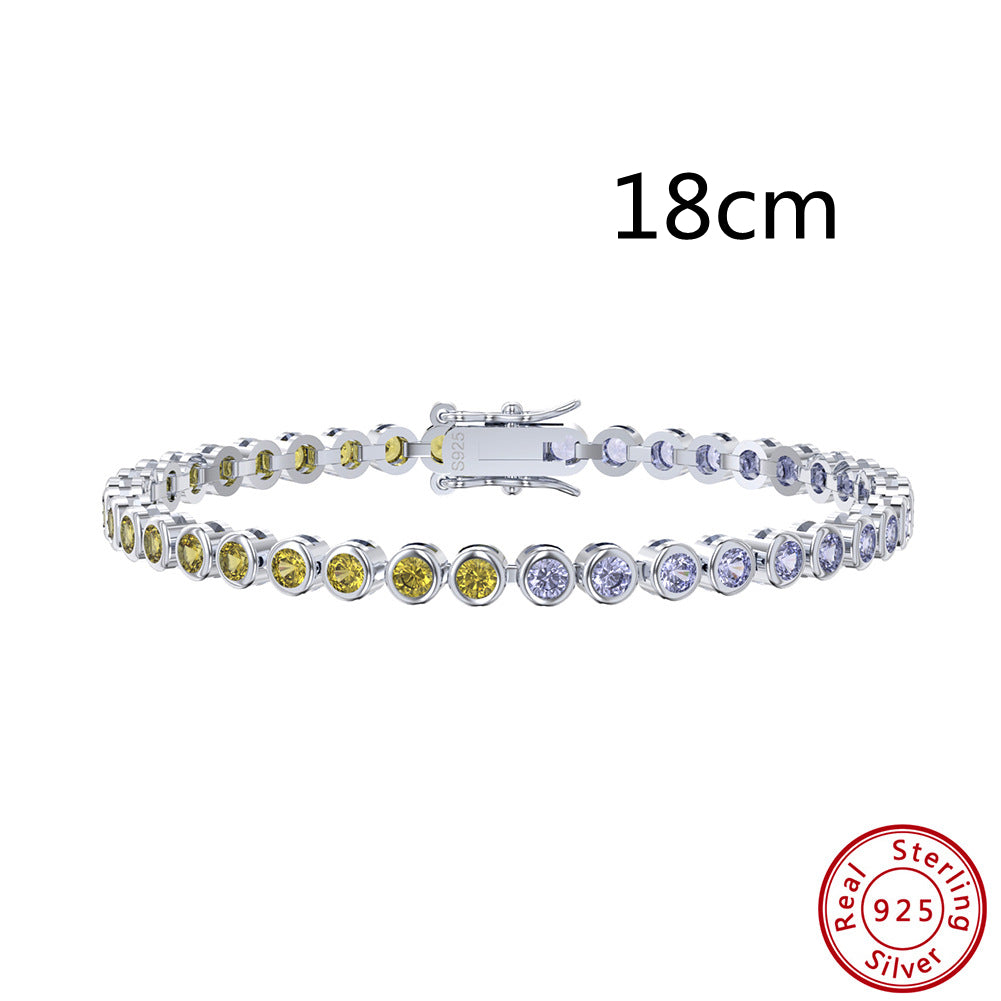S925 Sterling Silver Two-tone Zircon Fashion All-match Bracelet