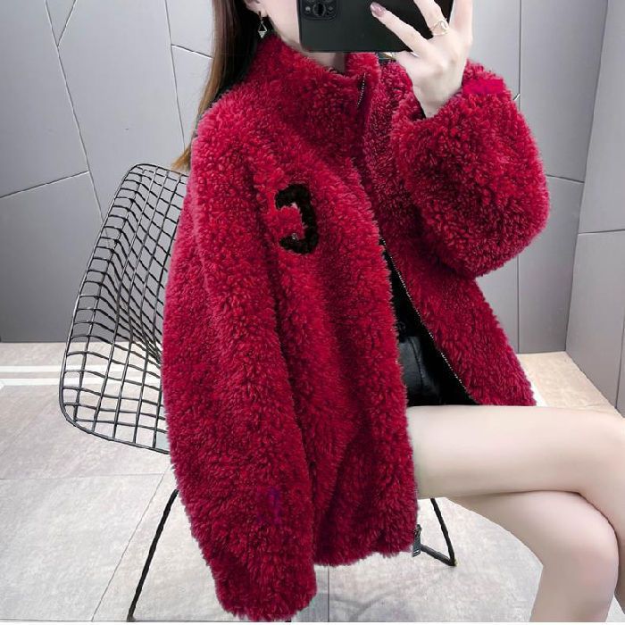 Womens Double Sided Short Shearling Coat