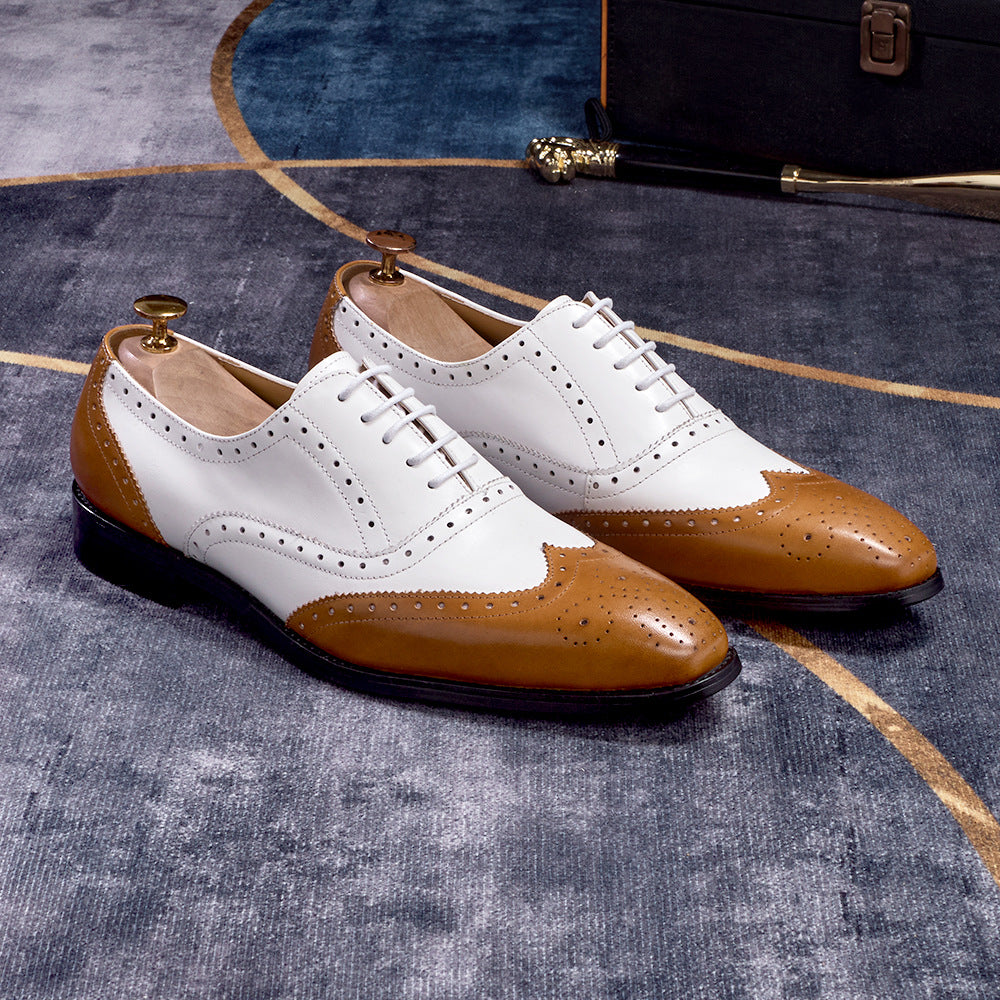 European And American Men's Brogues For Business And Casual Wear With Pointed Toes