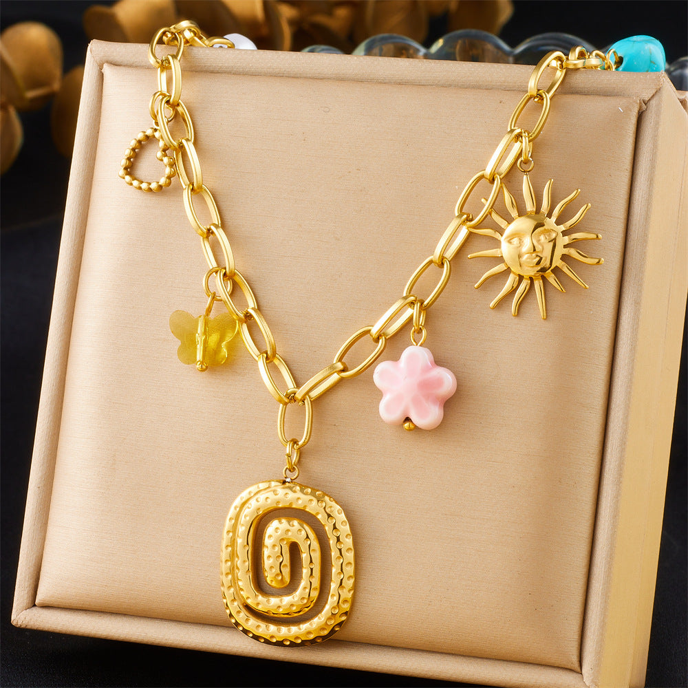 European And American-style Vintage Stainless Steel Multi-element Necklace