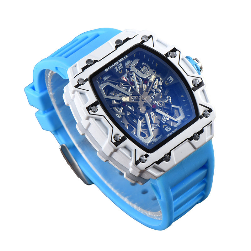 Mens Quartz Watch With A Distinctive Wave-Pattern Dial And Date Display