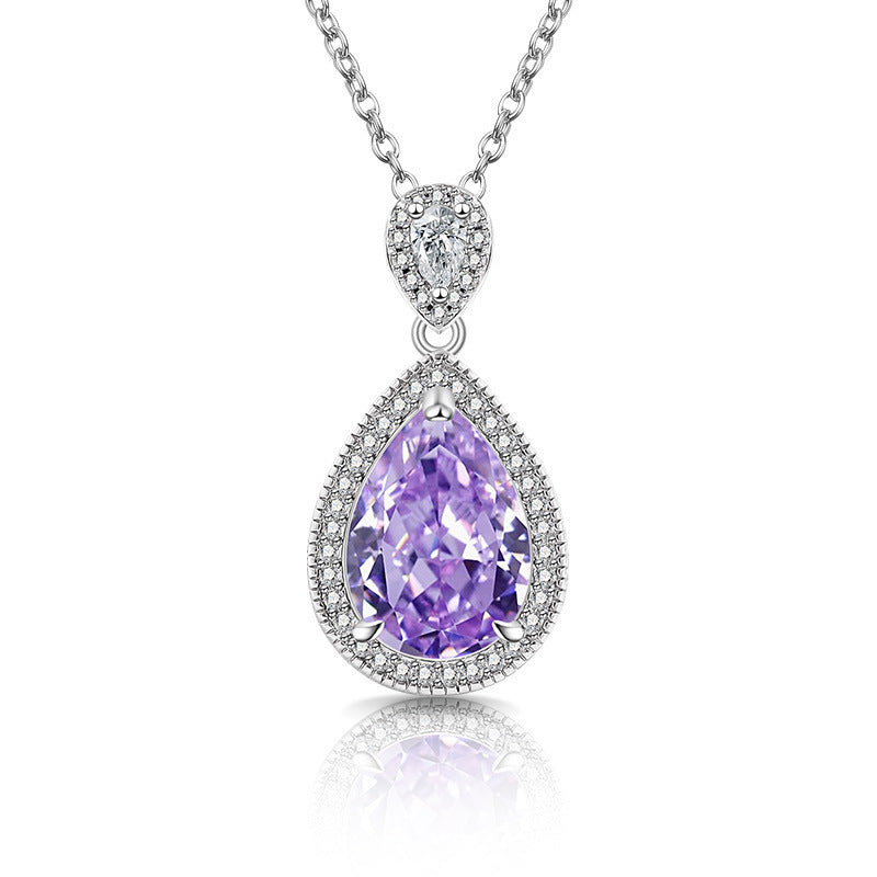 Strobe-colored Gemstone Ice-flower Cut Teardrop Necklace