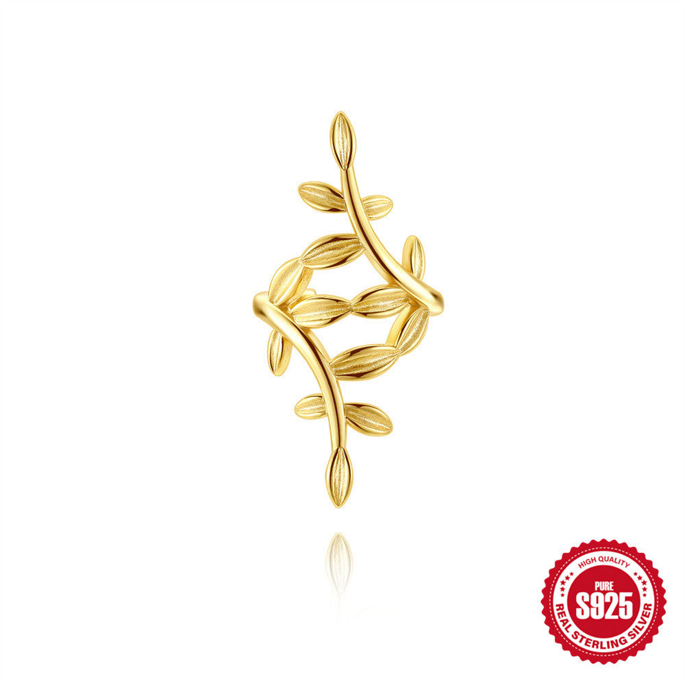 S925 Sterling Silver Smooth Surface Branch Ear Cuff