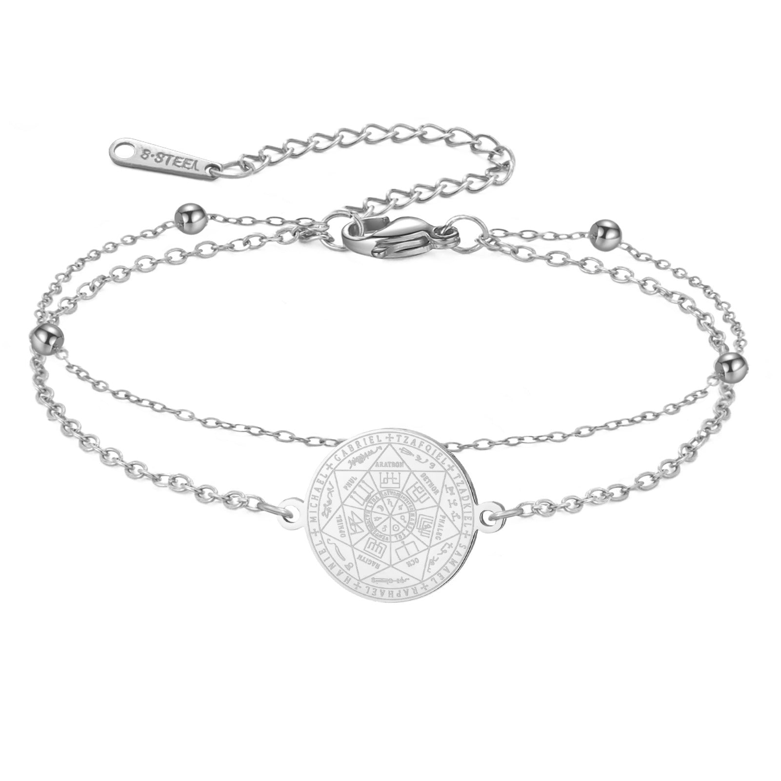 Stainless Steel Seven Archangels Pendant Bracelet