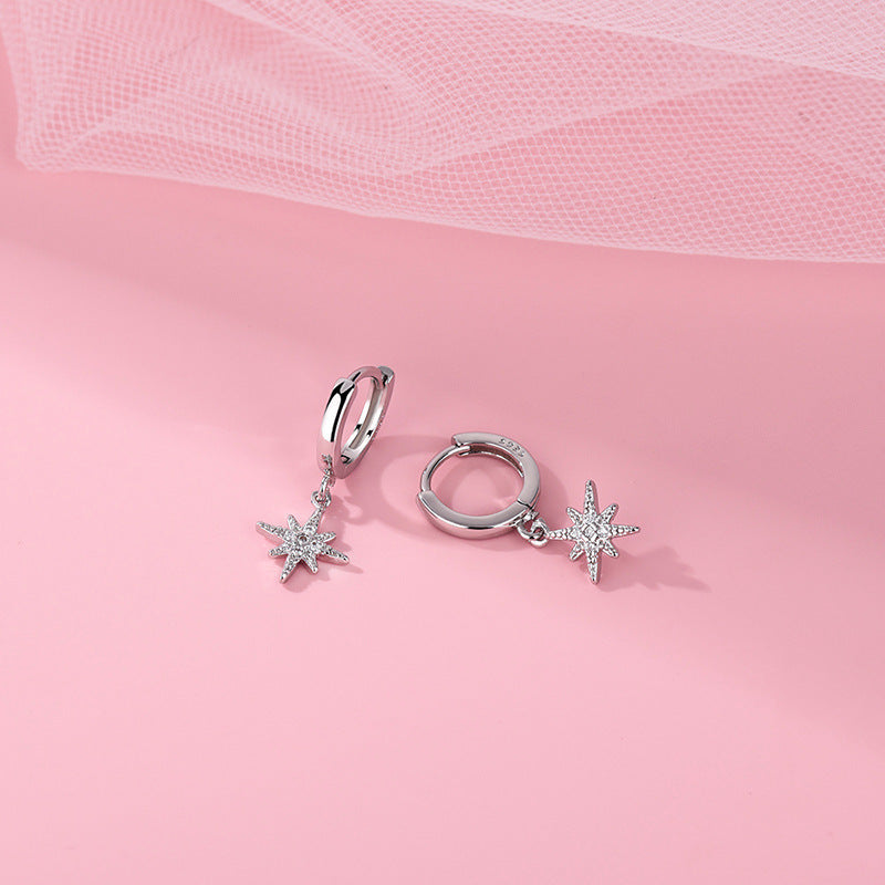 Womens Niche-style Star Stud Earrings With A Hexagram Design