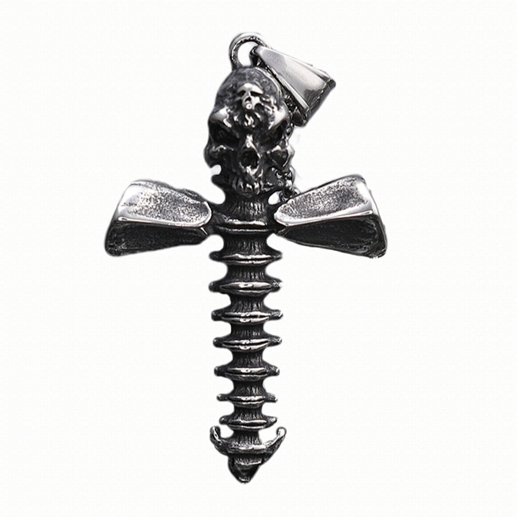 Industrial-style Edgy Titanium Steel Pendant With A Screw Motif