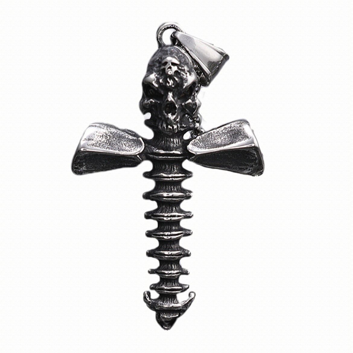 Industrial-style Edgy Titanium Steel Pendant With A Screw Motif