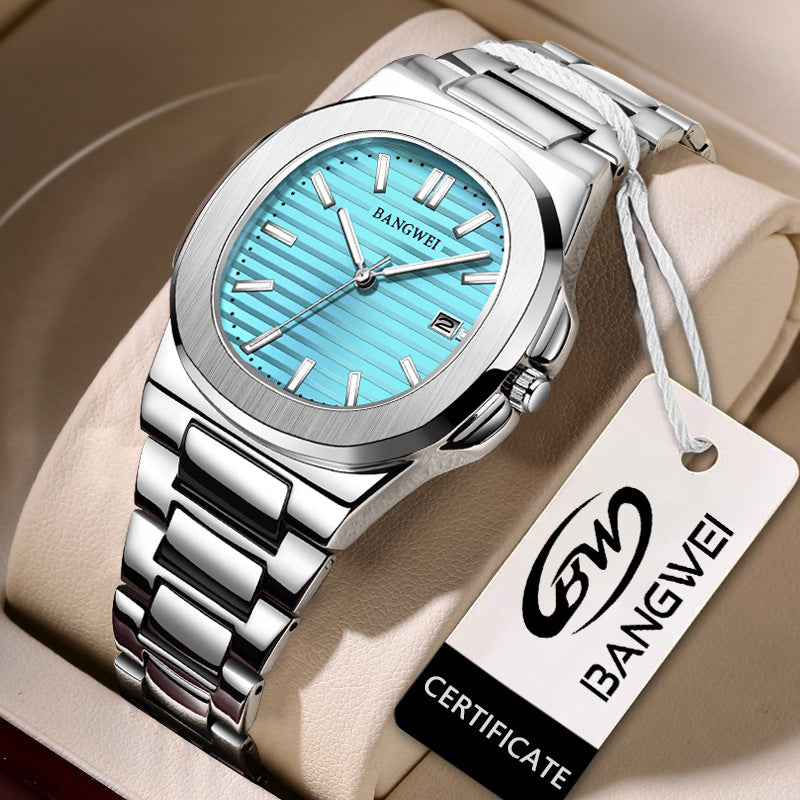 Mens Stylish Luminous Water-Resistant Watch With A Steel Band