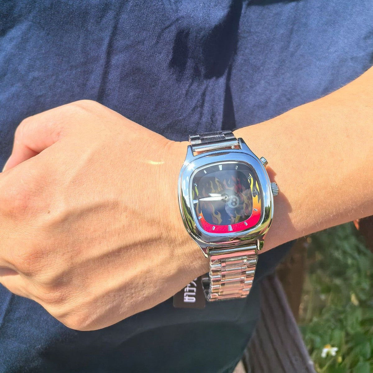 Retro Digital Display Waterproof Steel-band Sports Watch For Men