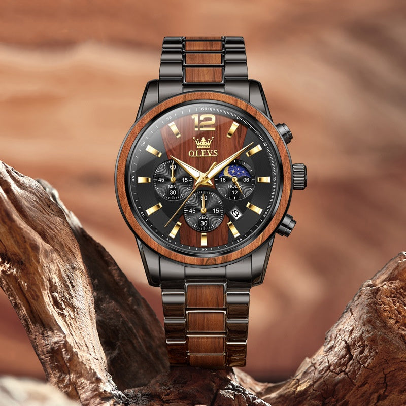 Mens Quartz Watch With Calendar Six Hands