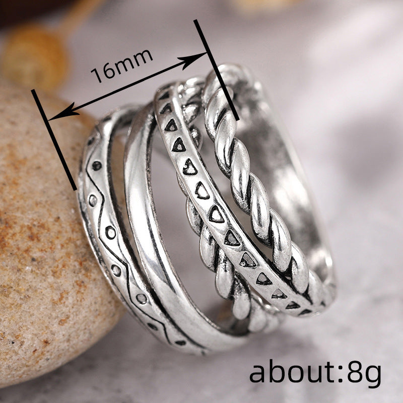 Twisted Braided Vintage Niche Line Design Jewelry Stylish Multi-Layer Ring