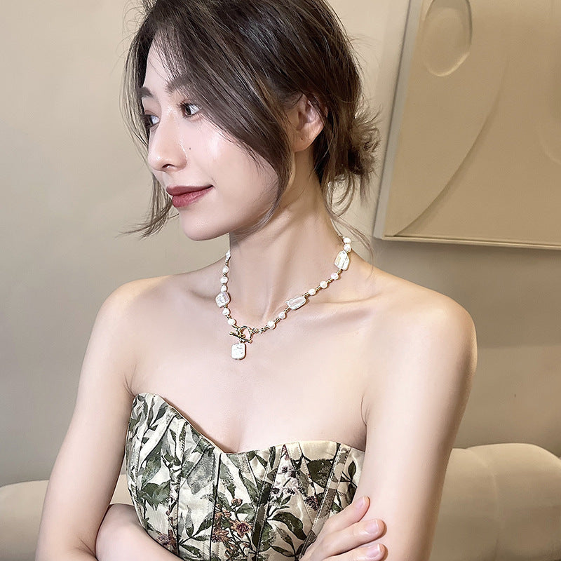 Alien Irregular Pearl OT Clasp Necklace Design