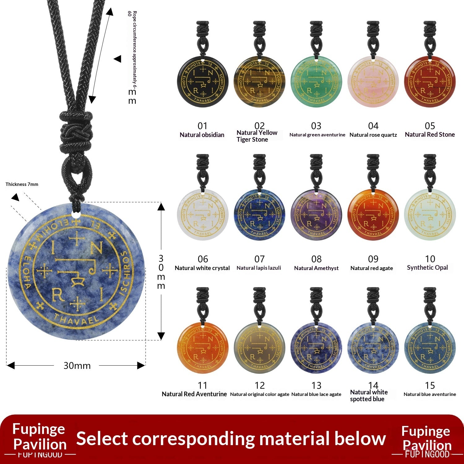 Seven Archangels Natural Crystal Pendant In BlackA Stylish, Fashion-Forward Design