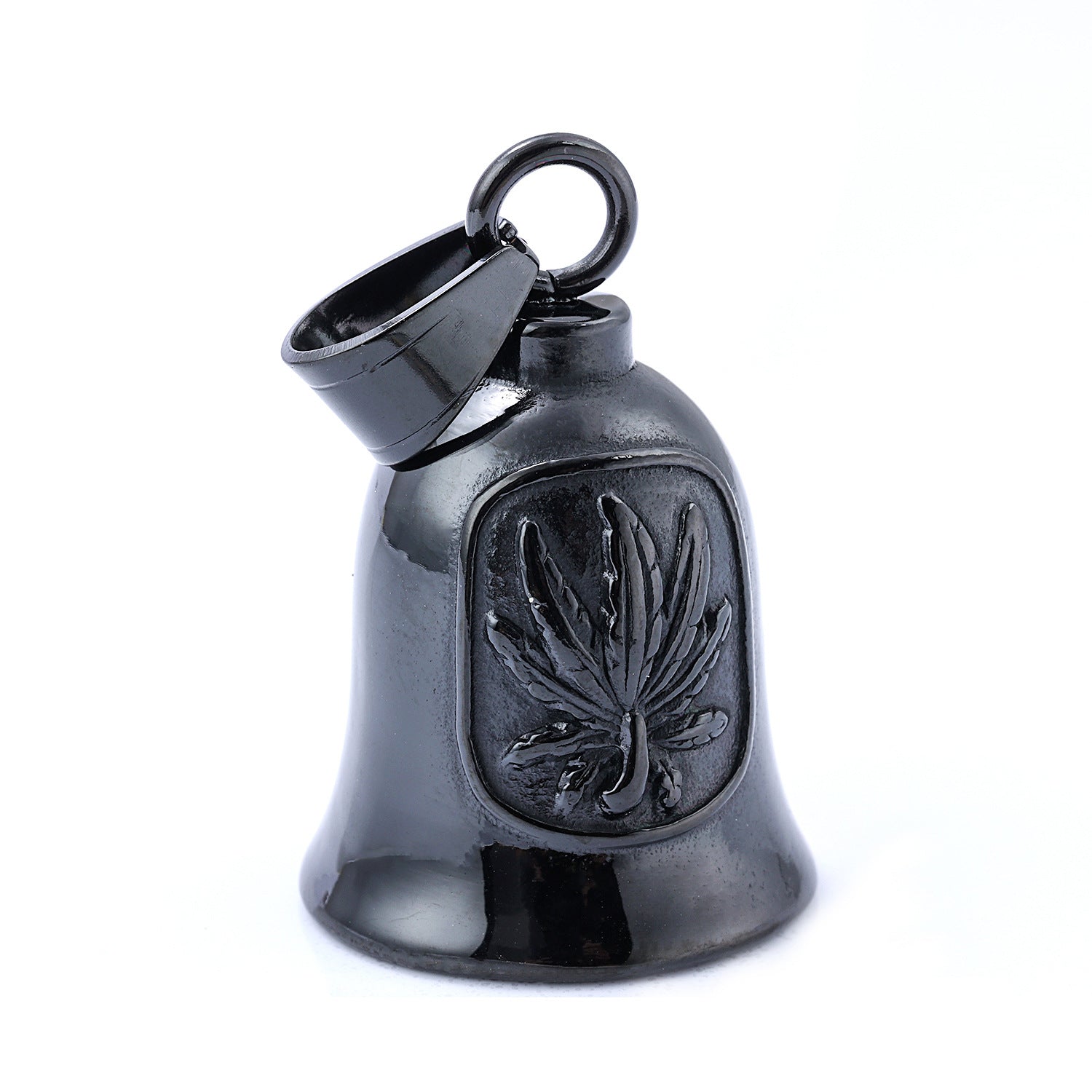 3D Maple Leaf Relief Textured Titanium Steel Bell Keychain