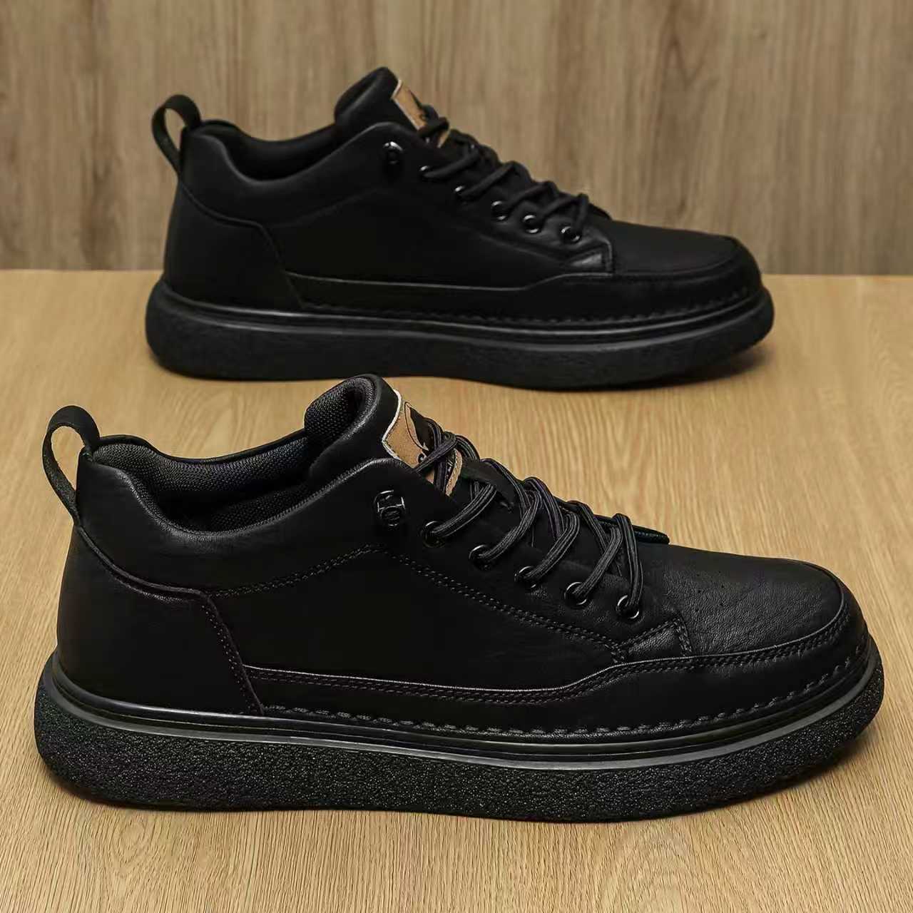 Water-resistant Non-slip Black Casual Business Sneakers