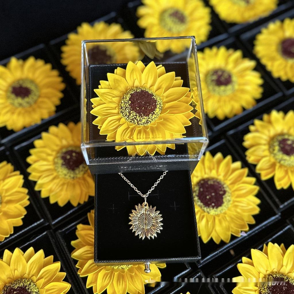 Artificial Flower Sunflower Necklace Acrylic Jewelry Box