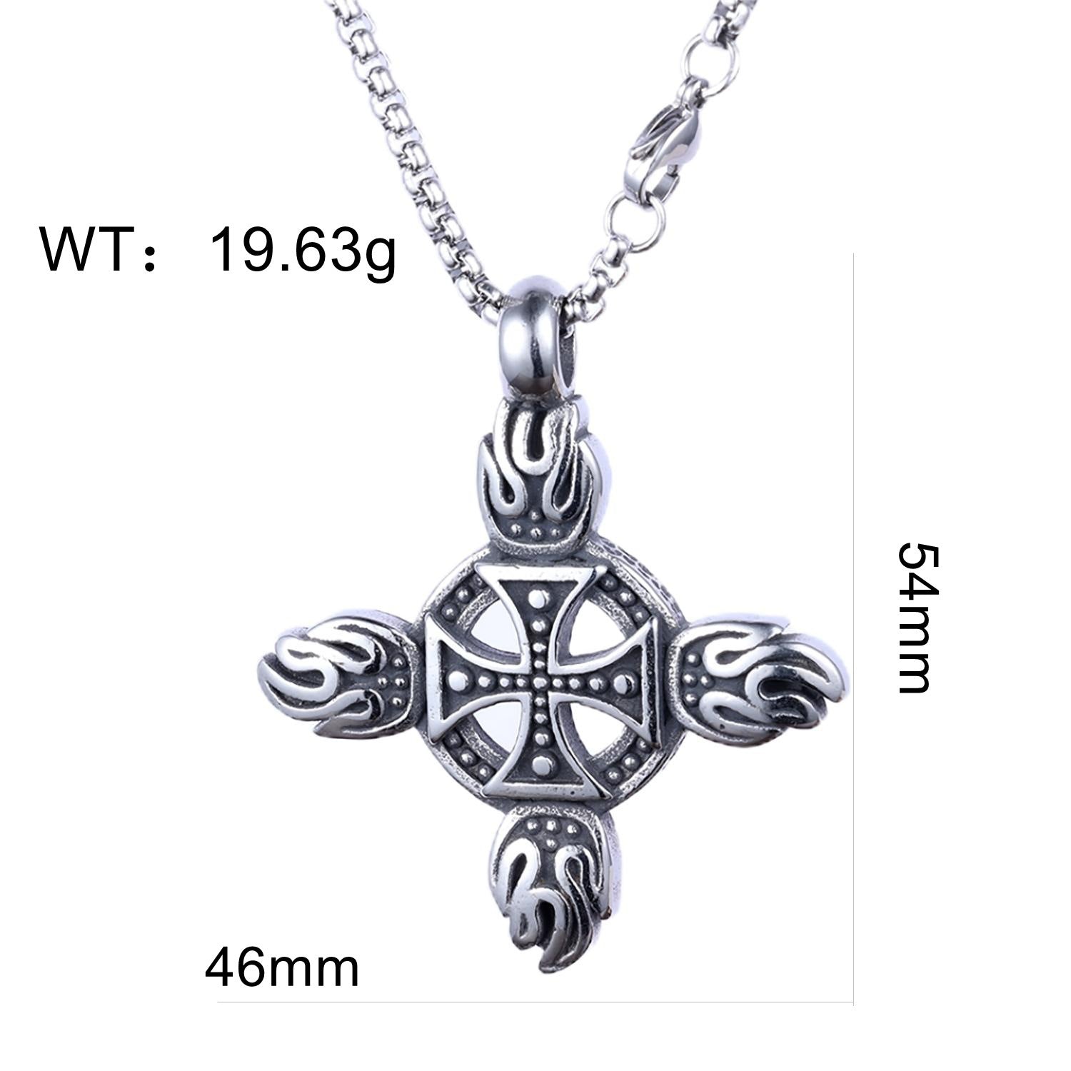 Retro Cross Flame Design Titanium Steel Necklace For Men