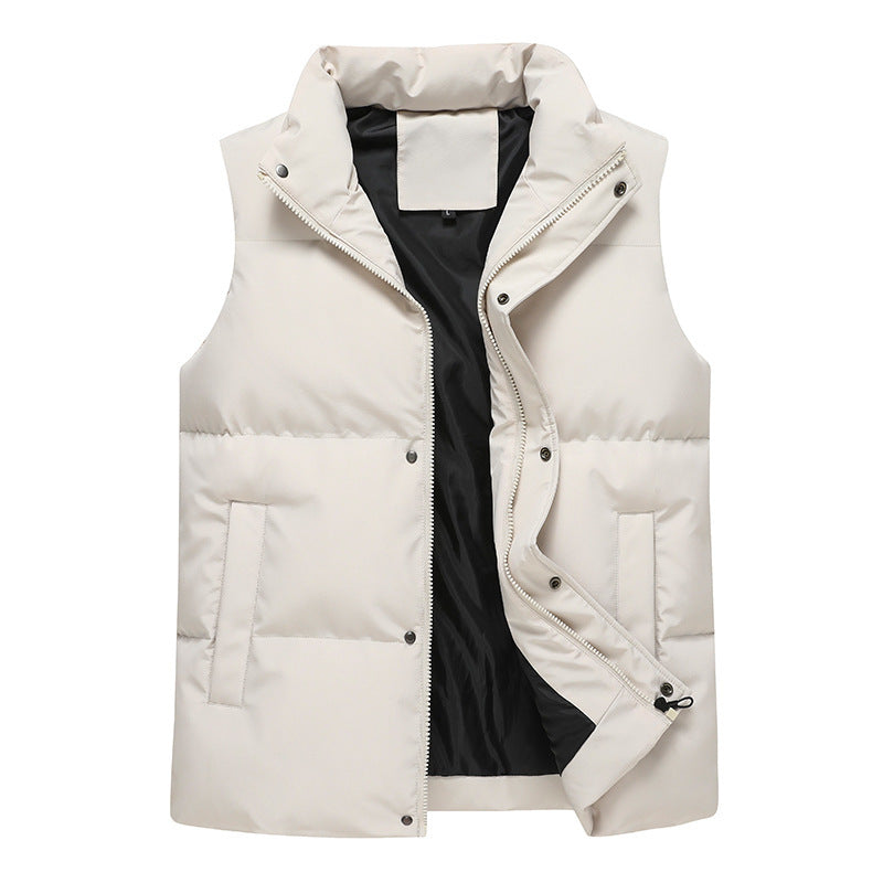 Womens Solid-Color Casual Padded Warm Vest