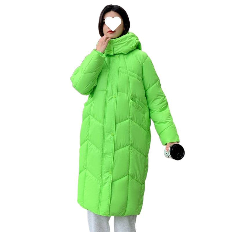 Womens Knee-length Hooded Relaxed-fit Cotton Coat
