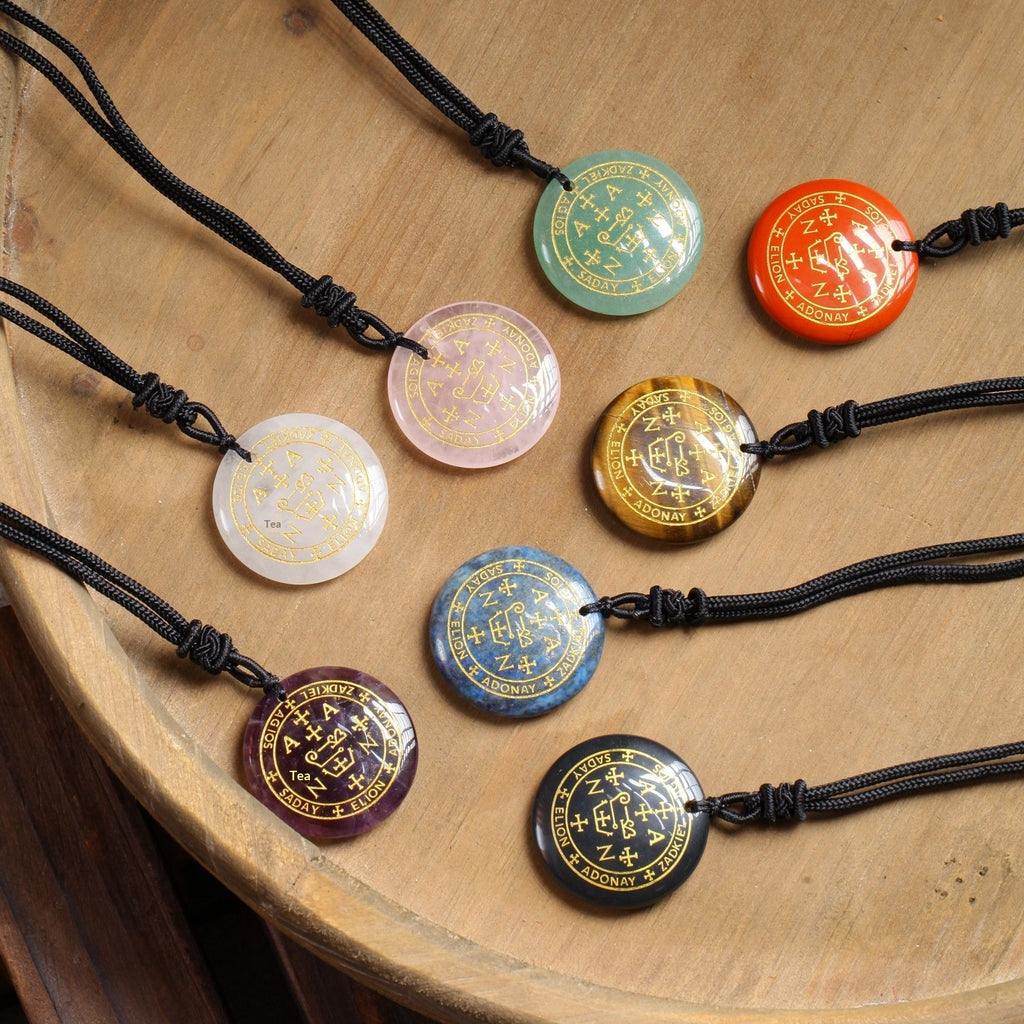 Seven Archangels Natural Crystal Pendant In BlackA Stylish, Fashion-Forward Design