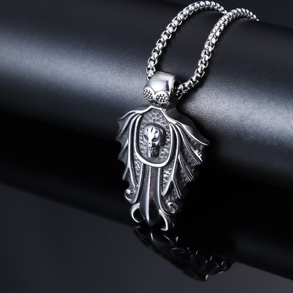 Dark-style Retro Skull And Bat Titanium Steel Pendant