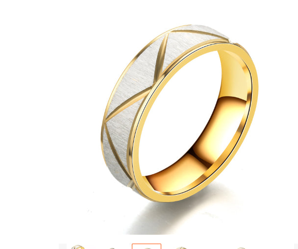 Titanium steel couple ring 24K gold stainless steel ring