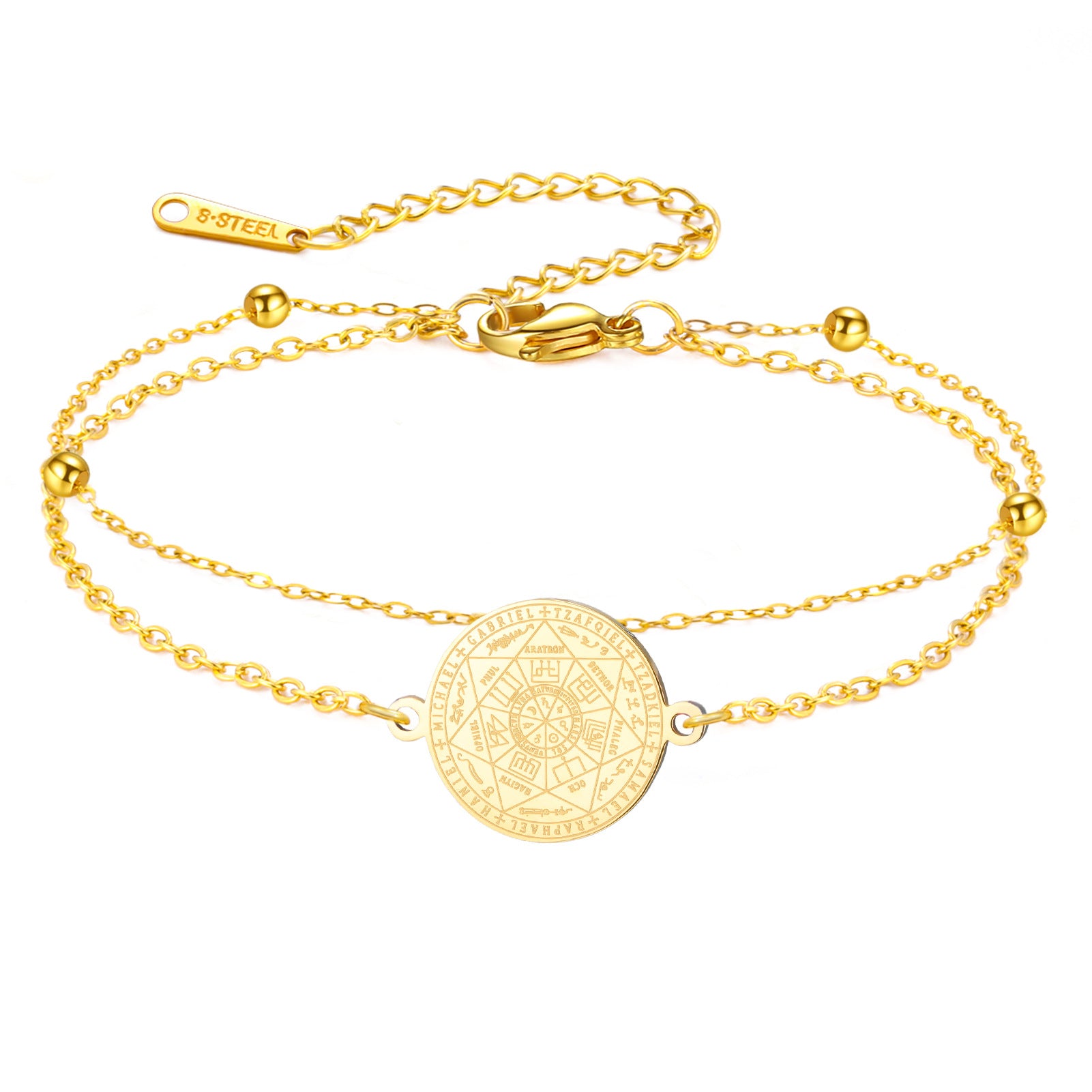 Stainless Steel Seven Archangels Pendant Bracelet