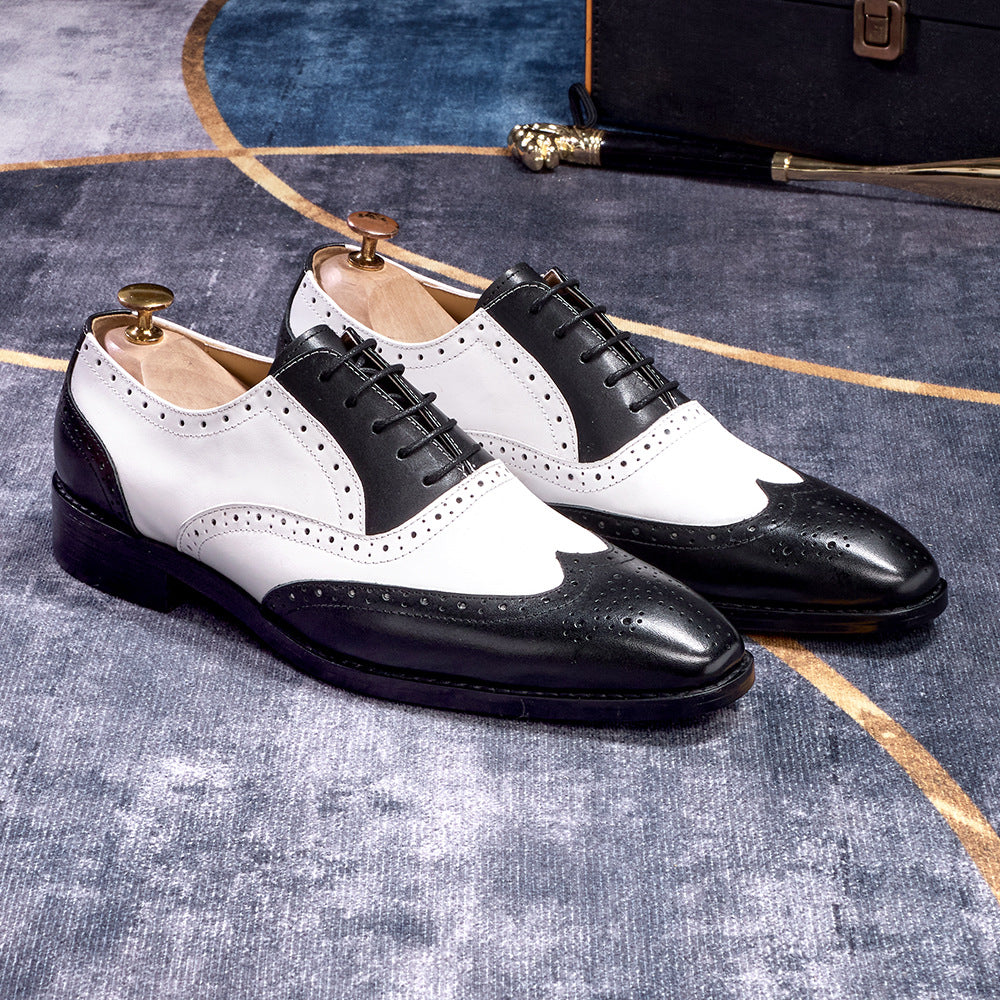 European And American Men's Brogues For Business And Casual Wear With Pointed Toes