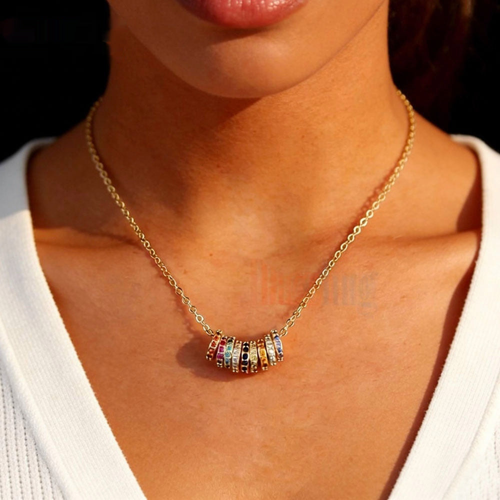 Rare Designer-style Color-ring Zircon Pendant Necklace