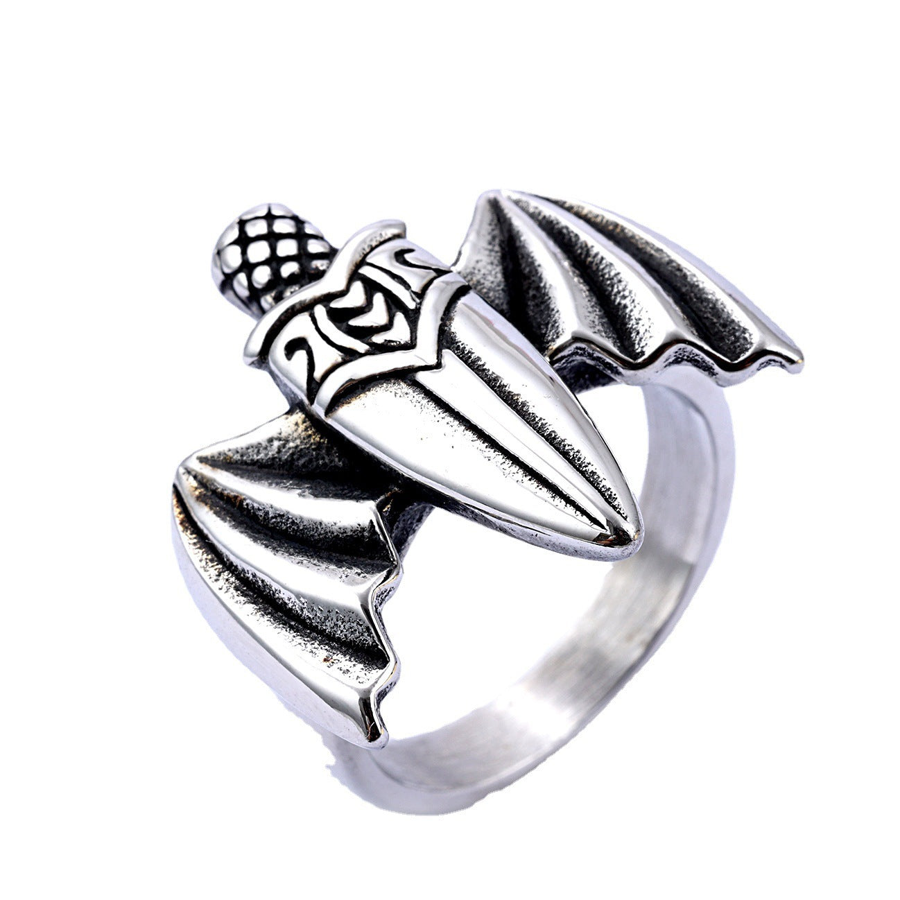 Creative Bat Wing Sword Titanium Steel Ring
