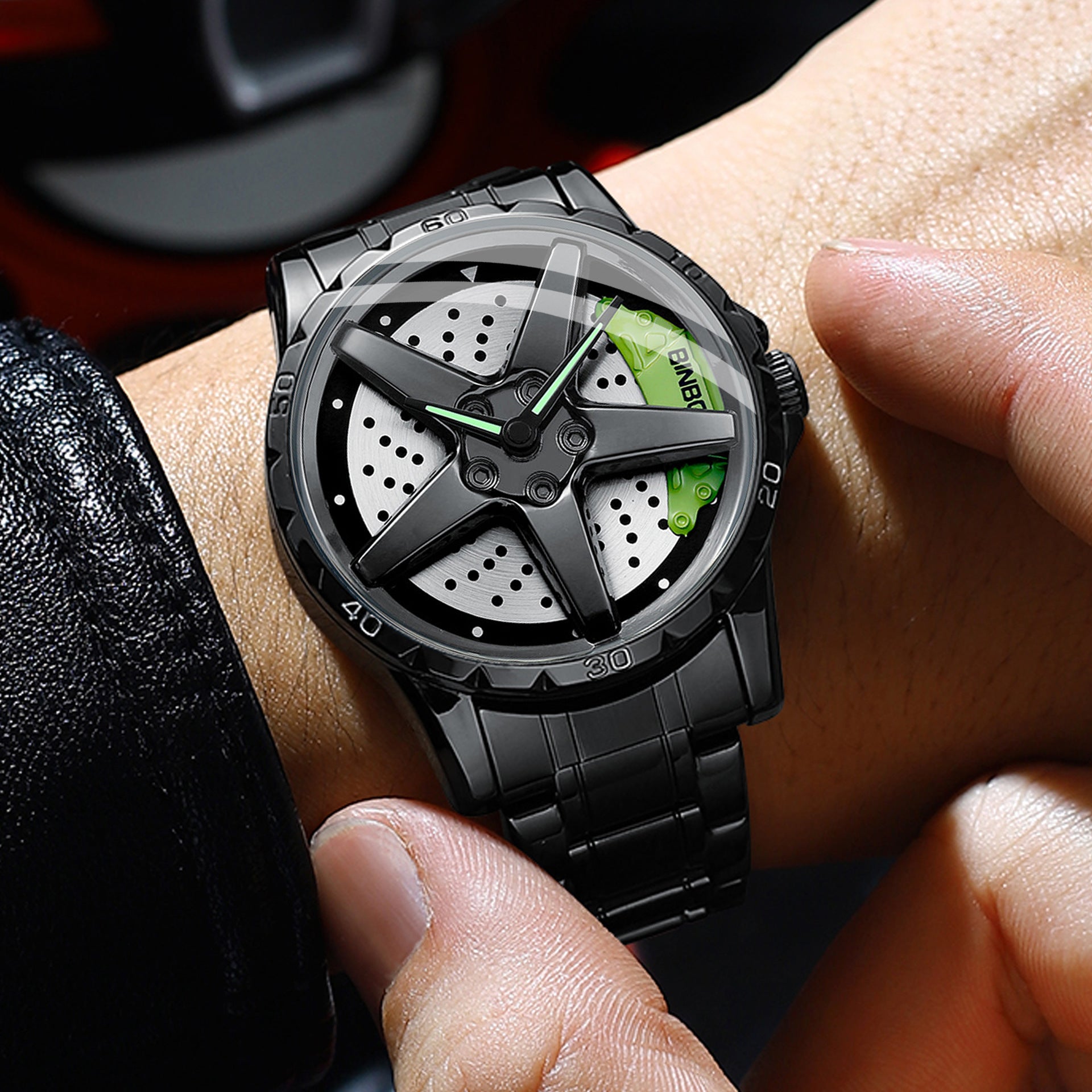 Motorcycle Engine Brake Caliper Watch For Men, Car Wheel Hub Dial