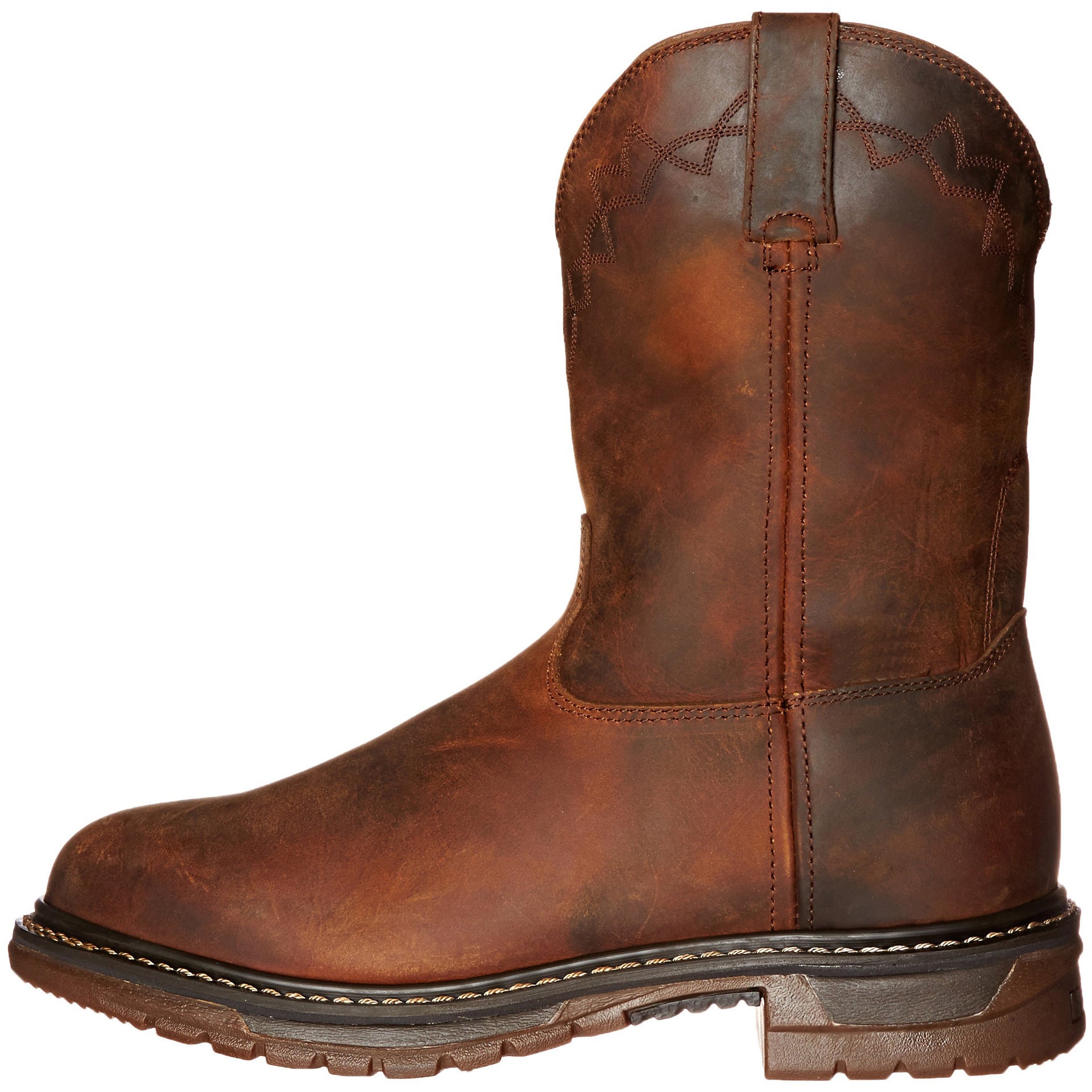 Mens Motorcycle Boots With Round Toes Comfortable Low Square Heels And Elastic Cuffs