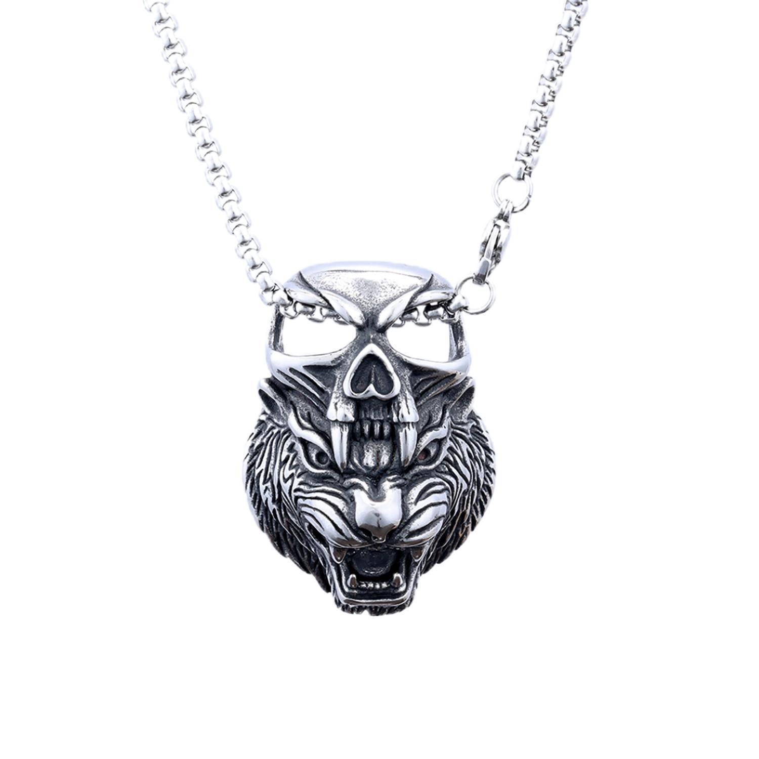 Bold Tiger-Head Necklace In European And American Titanium Steel Style