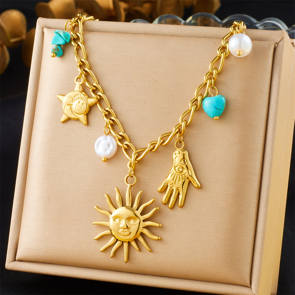 European And American-style Vintage Stainless Steel Multi-element Necklace