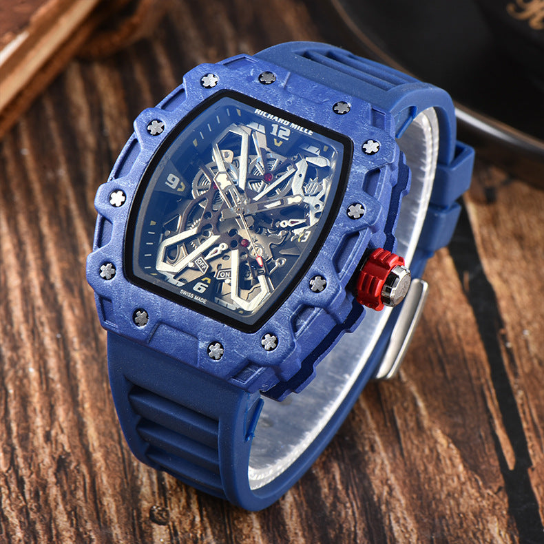 Mens Quartz Watch With A Distinctive Wave-Pattern Dial And Date Display