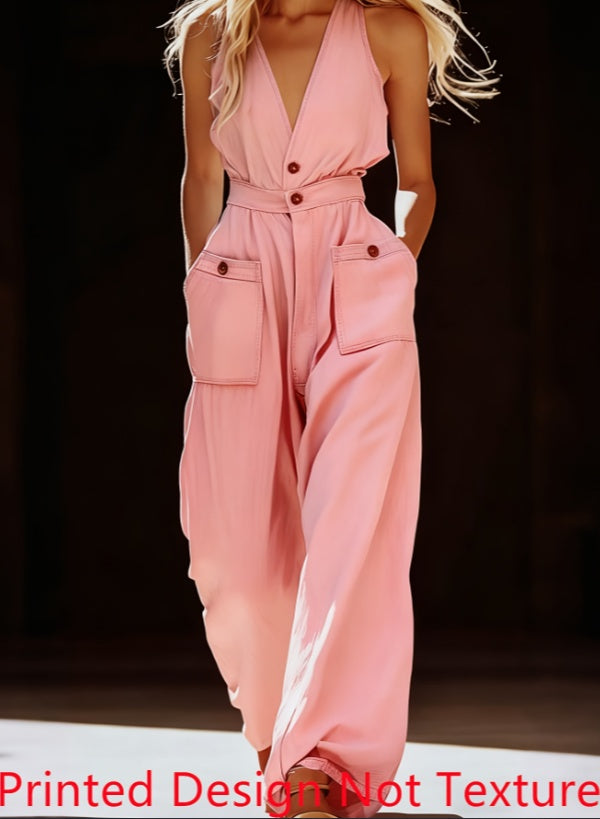 Workwear-style Waist-cinched Wide-leg Jumpsuit
